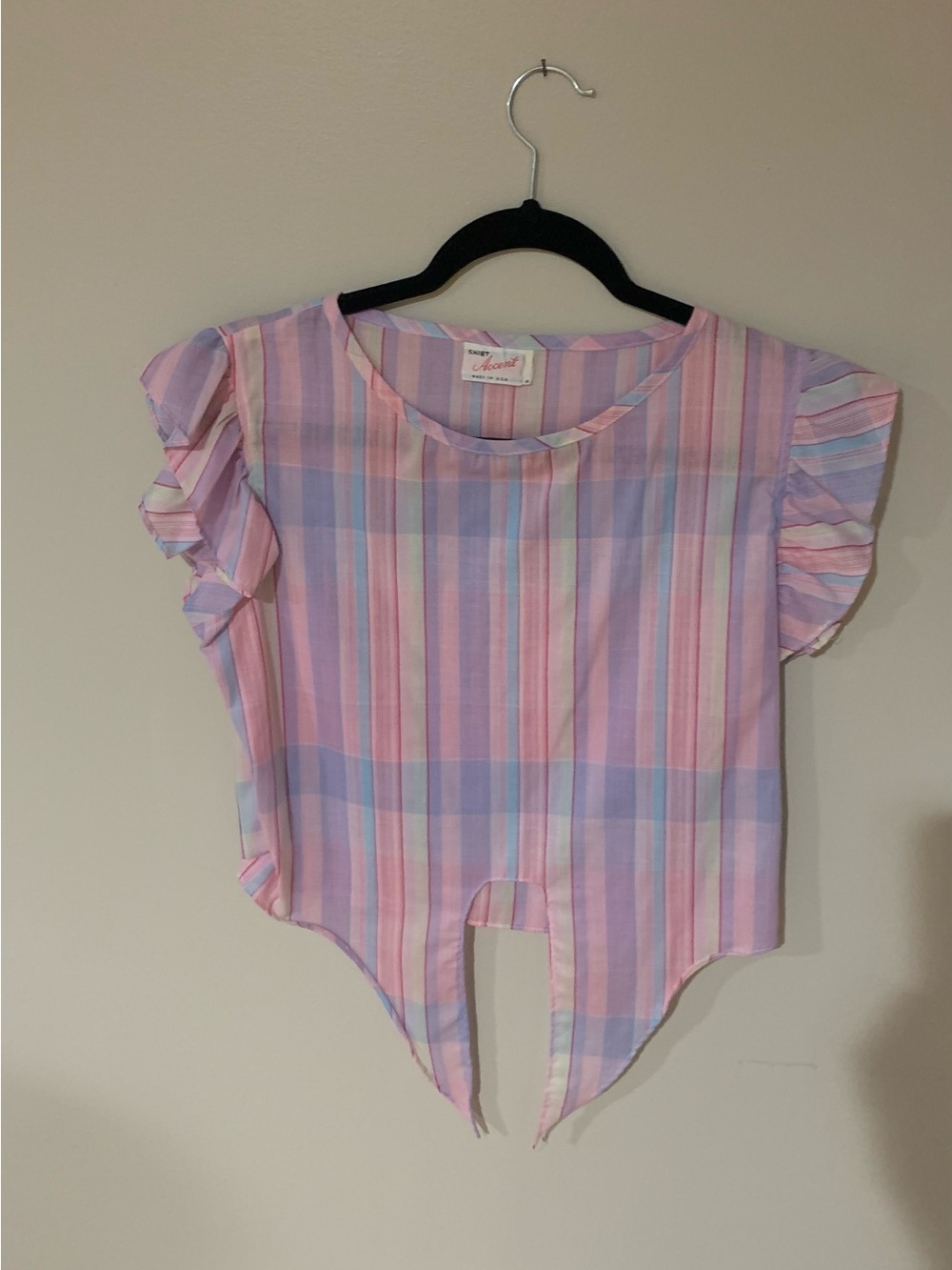 Sweet Stripes Pastel Ruffle Women’s Top - Pink & Lavender